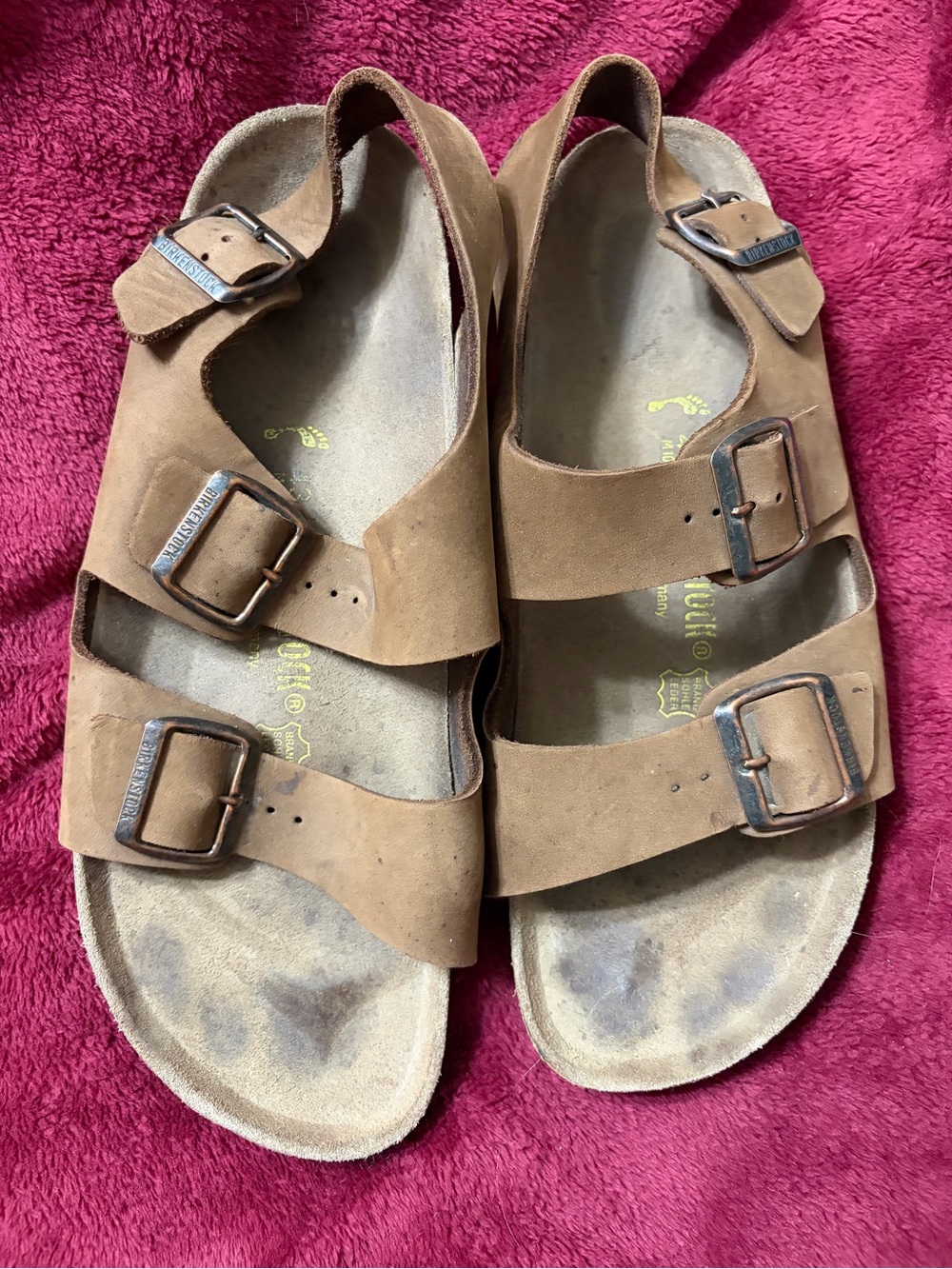 Birkenstock‎ Milano Men’s Brown Leather Two-Strap Sandals size 43/10